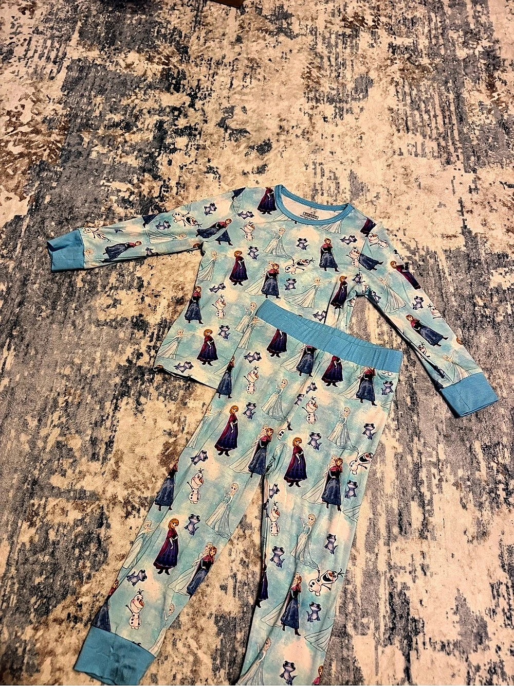 3T New Bamboo Frozen Kids Character Pajama Set in Blue & Purple